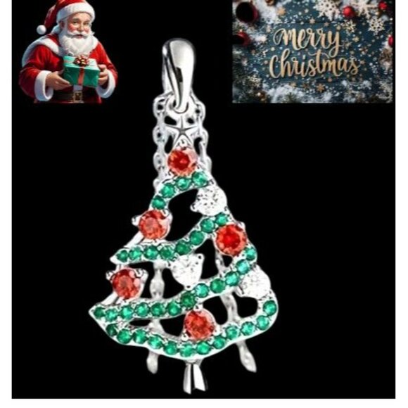 Christmas Tree Necklace New Red Green Crystal Mother Daughter Friend Sis… - Picture 9 of 12